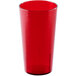 A red plastic cup on a white background.