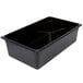 A black rectangular Cambro plastic food pan.