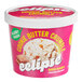A pink container of Eclipse Foods Vegan Cookie Butter Ice Cream with a white lid.
