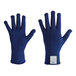 A pair of dark blue Ansell ActivArmr light-duty gloves with white stitching.