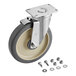 A white metal Cambro swivel caster wheel with a metal plate and screws.