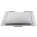 A silver tray with square handles by Vollrath.