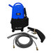 A close-up of a blue and black U.S. Products Cobra Mini carpet spotter with hose.