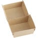 A white Sabert corrugated kraft paper take-out box with two open sides.