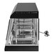 A black and silver Vollrath countertop hot food merchandiser with a wire rack.