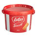 A red and white pail of Lotus Biscoff Creamy Cookie Butter Spread.