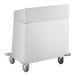 A white ServIt flatware tray cart with wheels.