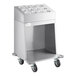 A ServIt stainless steel cart with wheels and a door.