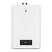A white rectangular Eccotemp tankless water heater with a black and red rectangular display.