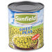 A #10 can of Sunfield sweet peas with a label.
