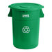A green Lavex recycling can with a green lid and a recycling logo.