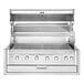 A stainless steel Crown Verity built-in grill with knobs.