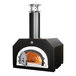A Chicago Brick Oven solar black wood-fired countertop pizza oven with a door.