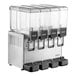 A Narvon refrigerated beverage dispenser with four clear containers.