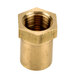 A gold metal piece with a brass threaded nut.