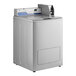 A white Encore commercial top load washer with a blue screen.
