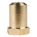 A gold metal cylinder with a brass hexagon shaped nut with the number 56 carved into it.
