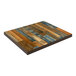 An American Tables & Seating wood table top with light blue and brown wood grain planks.