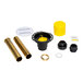 An Oatey freestanding tub drain kit with black and yellow parts.