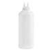 A white plastic Vollrath Twin Tip squeeze bottle with a black lid.