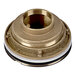 A brass Oatey shower drain with a round metal cap.