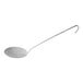 A Vollrath Jacob's Pride stainless steel skimmer with a long handle and round strainer with holes.