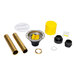 An Oatey freestanding tub drain kit with a yellow plastic pipe.
