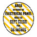 A yellow and black Superior Mark safety floor sign that says "Area In Front of Electrical Panel Must Be Kept Clear For 36 Inches"