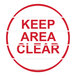 A red and white Superior Mark "Keep Area Clear" floor sign.