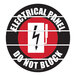 A red and black circular Superior Mark floor sign with white text that says "Electrical Panel Do Not Block"
