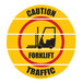 A yellow Superior Mark safety floor sign with black text and a forklift icon reading "Caution Forklift Traffic"