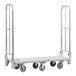 A silver metal New Age folding platform truck with wheels and a handle.