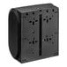 A black rectangular Compact by GP Pro Quad Coreless Roll toilet paper dispenser with holes in it.