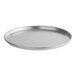 A silver aluminum Choice pizza pan with a round edge.