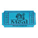 A blue 1-part raffle ticket roll with the word "Meal" in black text.