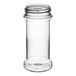 A clear plastic round jar with a lid.