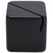 An American Metalcraft black acrylic cube card holder with a corner cut out.