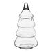 A clear glass tree shaped container with three tiers.