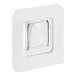 A white square VersaTile adhesive mounting hanger with a clear plastic square inside.