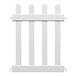 A white rectangular Mod-Picket fence panel with four posts and black border.