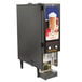A black Bunn Fresh Mix cappuccino machine with a drink dispenser.