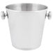 A silver stainless steel Vollrath wine bucket with two handles.