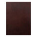 A dark brown leather menu cover with picture corners.