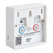 A white VersaTile remote monitoring kit box with two buttons and two wires and a white label.