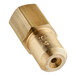A gold metal cylinder with a threaded hole.