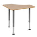 A Flash Furniture Billie natural triangular desk with adjustable height.
