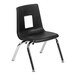 A Flash Furniture black plastic classroom chair with chrome legs and a square cut out.