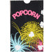 A black Bagcraft Packaging popcorn bag with colorful fireworks on it.