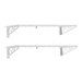 Two white SafeRacks wall shelves with metal brackets.