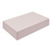 A white box with a pink linen surface.